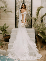 Sexy V-neck Mermaid Wedding Dress With Detachable Train