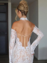 Long Sleeves Beaded Wedding Gown