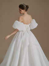 Detachable Puff Sleeves Wedding Dress