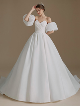 Detachable Puff Sleeves Wedding Dress