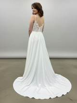 V-Neck White Wedding Dress