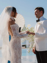 Long Sleeves Beaded Wedding Gown