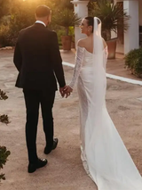 Long Sleeves White Wedding Dress