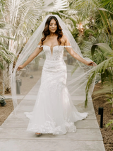 Sexy V-neck Mermaid Wedding Dress With Detachable Train