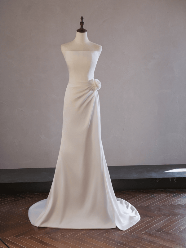 Strapless Wedding Dress With 3D Flower