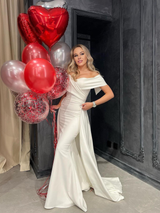 Off The Shoulder V Neck Wedding Dress