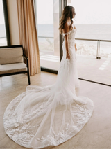 Sexy V-neck Mermaid Wedding Dress With Detachable Train