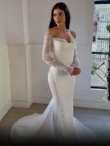 Long Sleeves White Wedding Dress