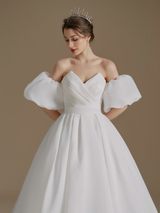 Detachable Puff Sleeves Wedding Dress