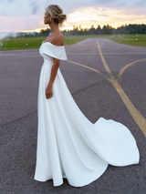 Off The Shoulder V Neck Wedding Dress