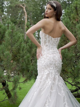 Sexy V-neck Mermaid Wedding Dress With Detachable Train